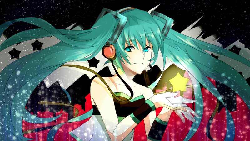 Anime Girl with Teal Hair — Dreamy, Night