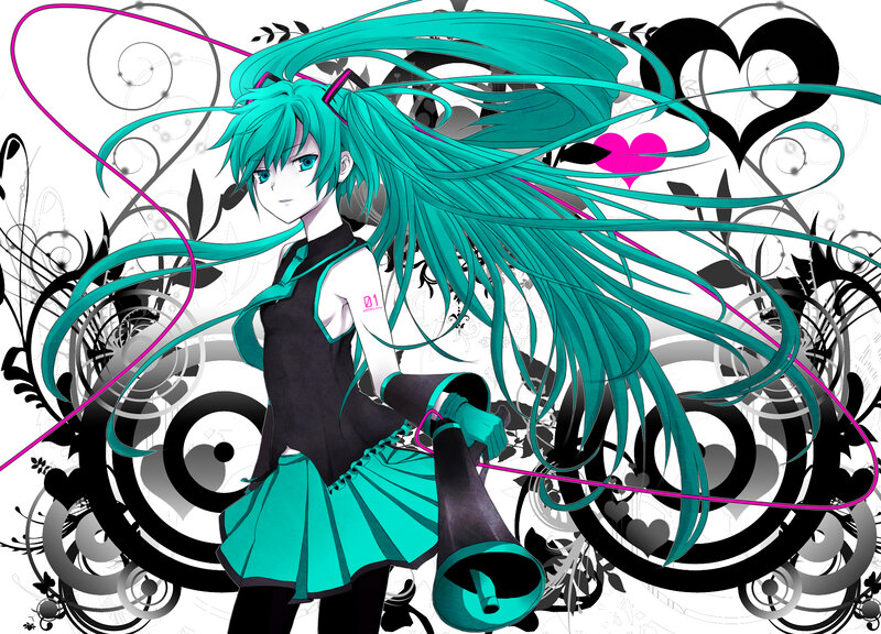 Anime Girl with Teal Hair — Dynamic, Digital Art, Megaphone