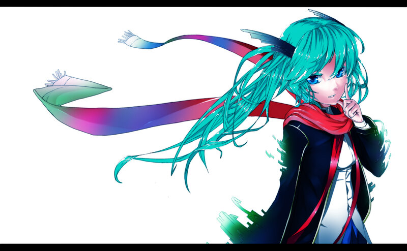 Anime Girl with Teal Hair — Dynamic, Digital Art, Scarf