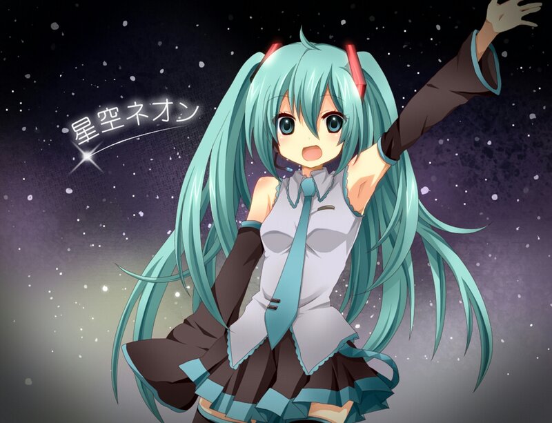 Anime Girl with Teal Hair — Energetic, Night