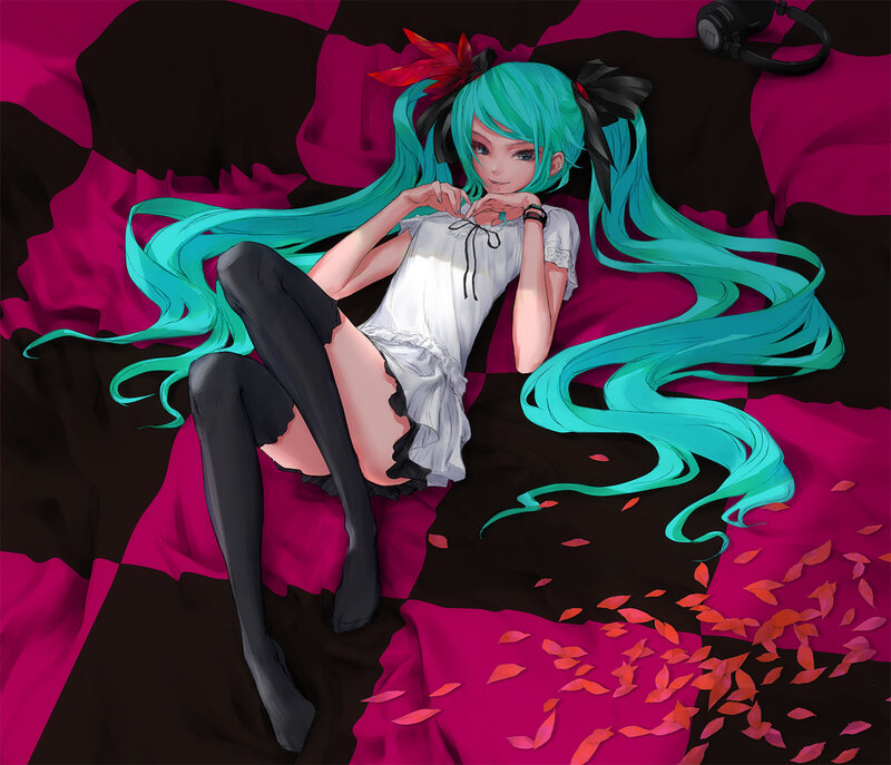 Anime Girl with Teal Hair — Magenta, Calm