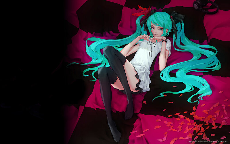Anime Girl with Teal Hair — Magenta