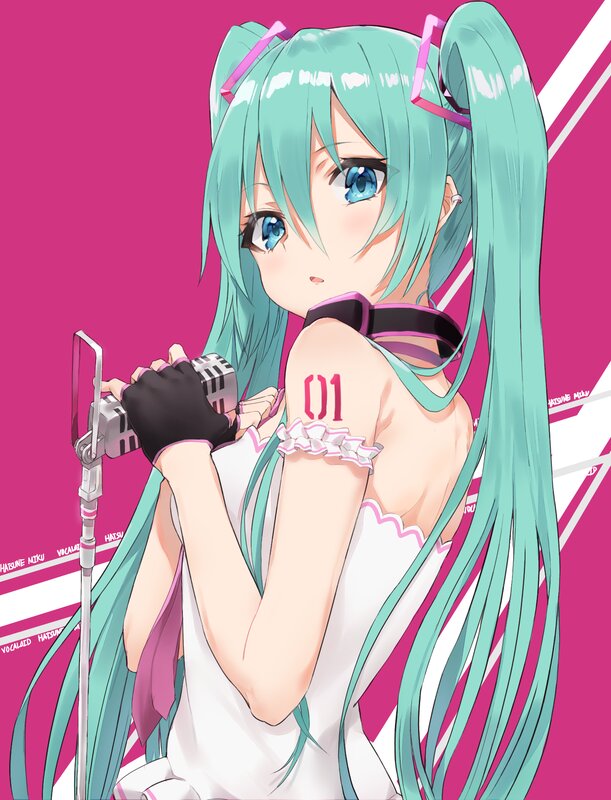 Anime Girl with Teal Hair — Pink, Confident