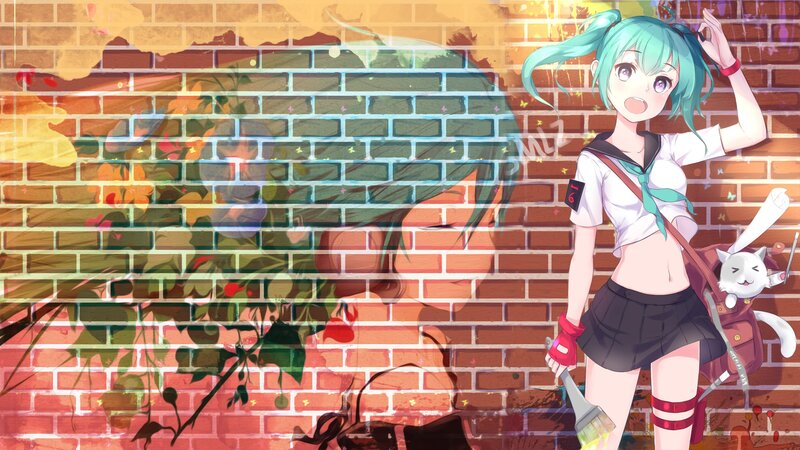 Anime Girl with Teal Hair — Playful, Afternoon