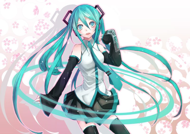 Anime Girl with Teal Hair — Playful, Spring, Digital Art, Long Hair