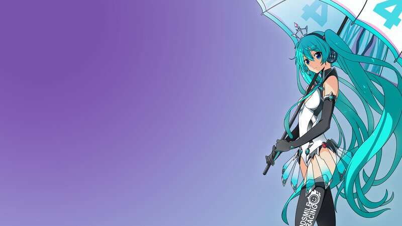 Anime Girl with Teal Hair — Purple, Calm