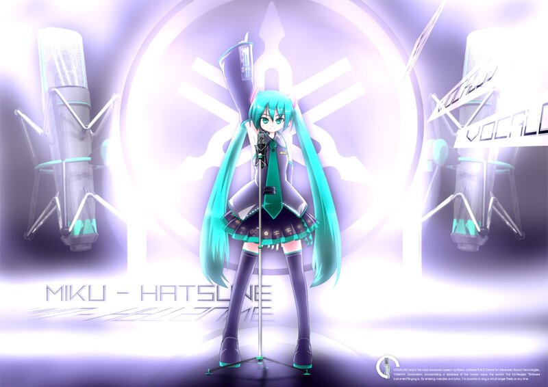 Anime Girl with Teal Hair — Purple