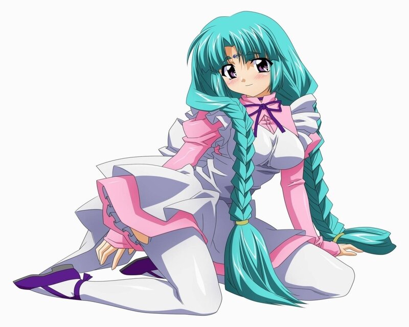 anime girl with teal hair