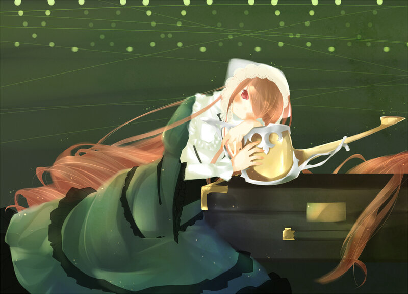 Anime Girl with Teapot — Green
