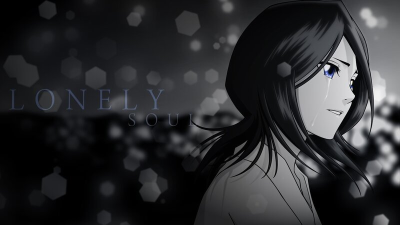 Anime Girl with Tears — Black, Melancholic, Blue Eyes