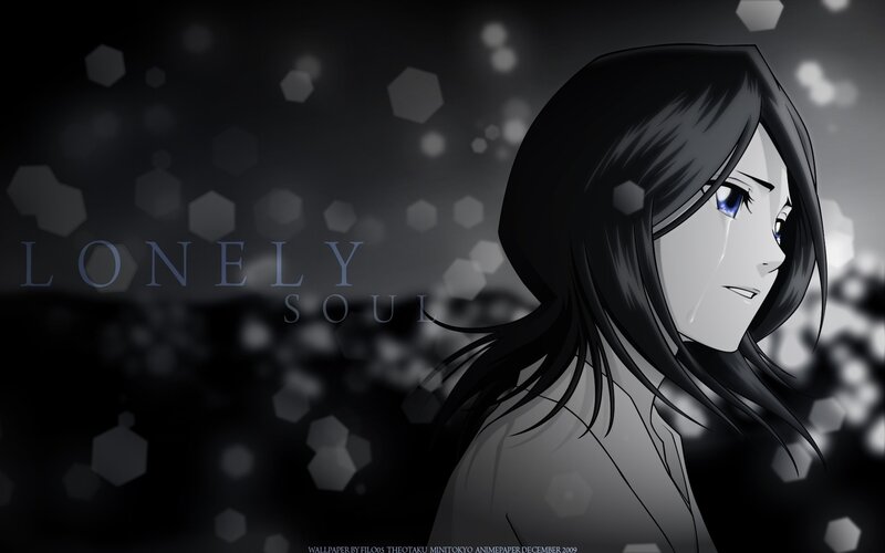 Anime Girl with Tears — Black, Melancholic