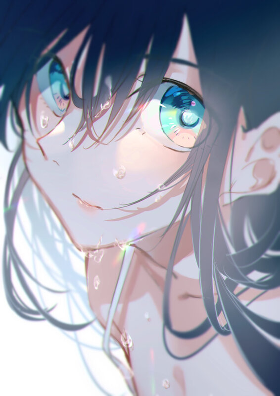 Anime Girl with Tears — Blue, Dramatic, Eyes