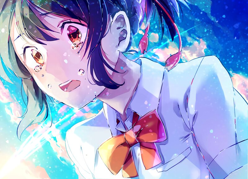 Anime Girl with Tears — Blue, Dramatic, School Uniform