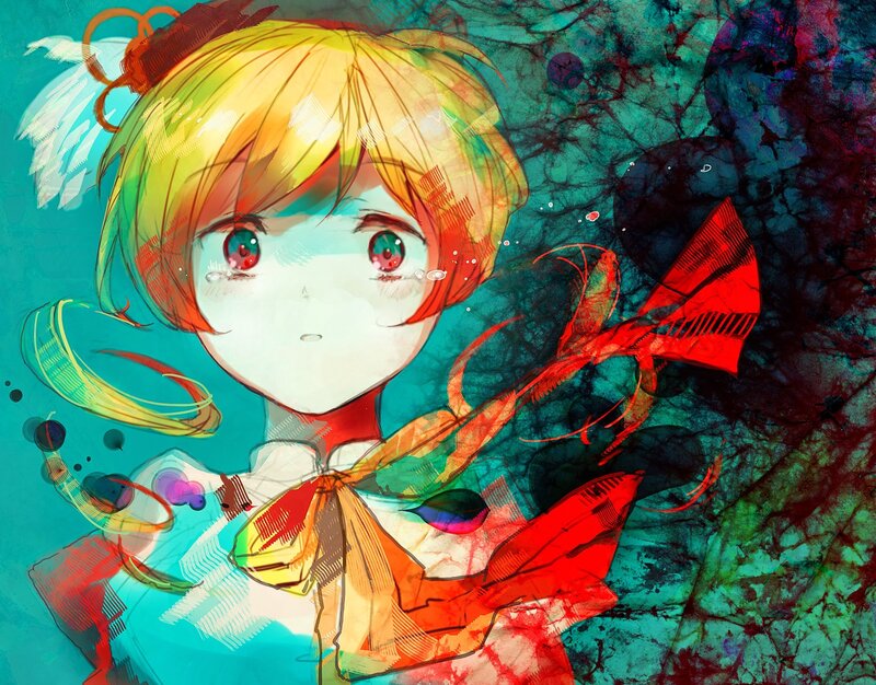 Anime Girl with Tears — Blue, Dramatic