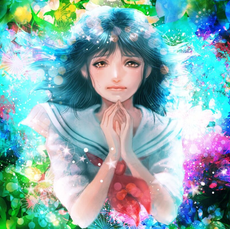 Anime Girl with Tears — Blue