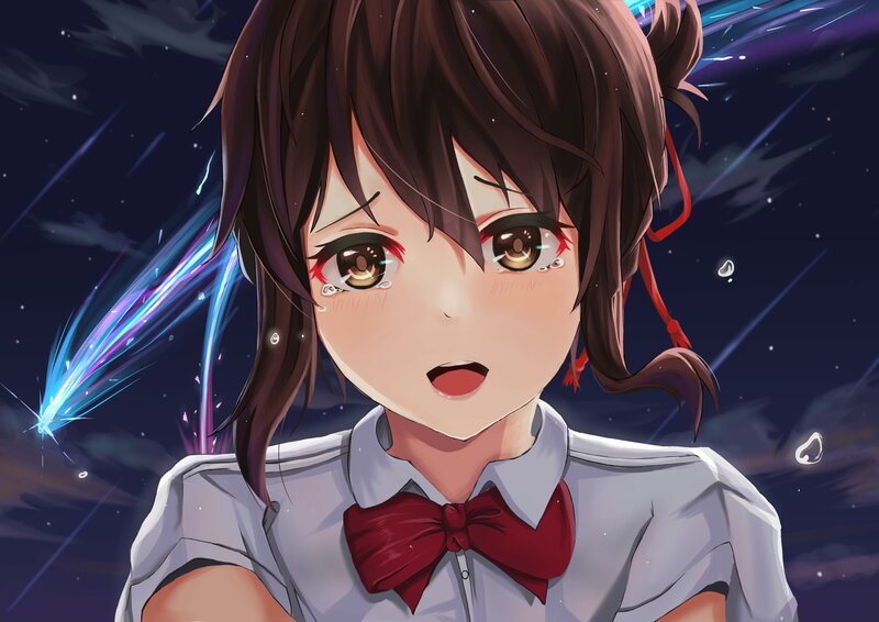 Anime Girl with Tears — Brown, Dramatic, Night