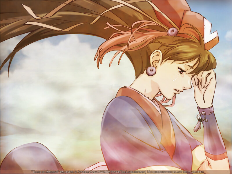 Anime Girl with Tears — Brown, Melancholic, Morning