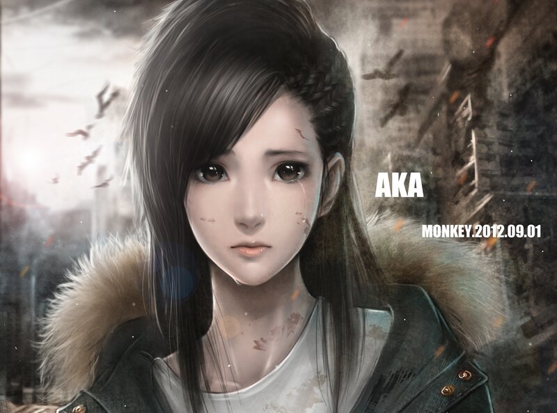 Anime Girl with Tears — Gray