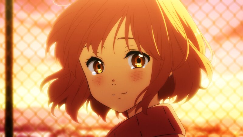 Anime Girl with Tears — Orange, Emotional, Sunset