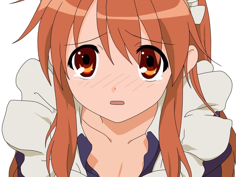 Anime Girl with Tears — Orange, Sad