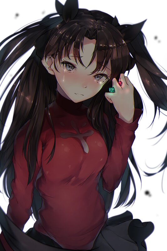 Anime Girl with Tears — Red
