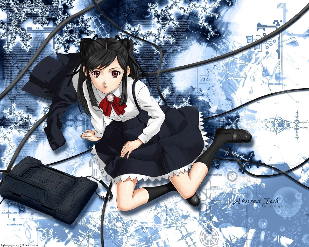 anime girl with tech background