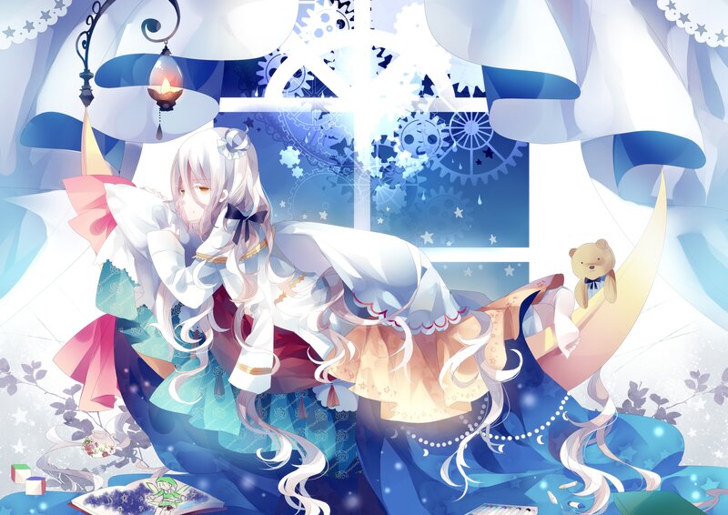 anime girl with teddy bear