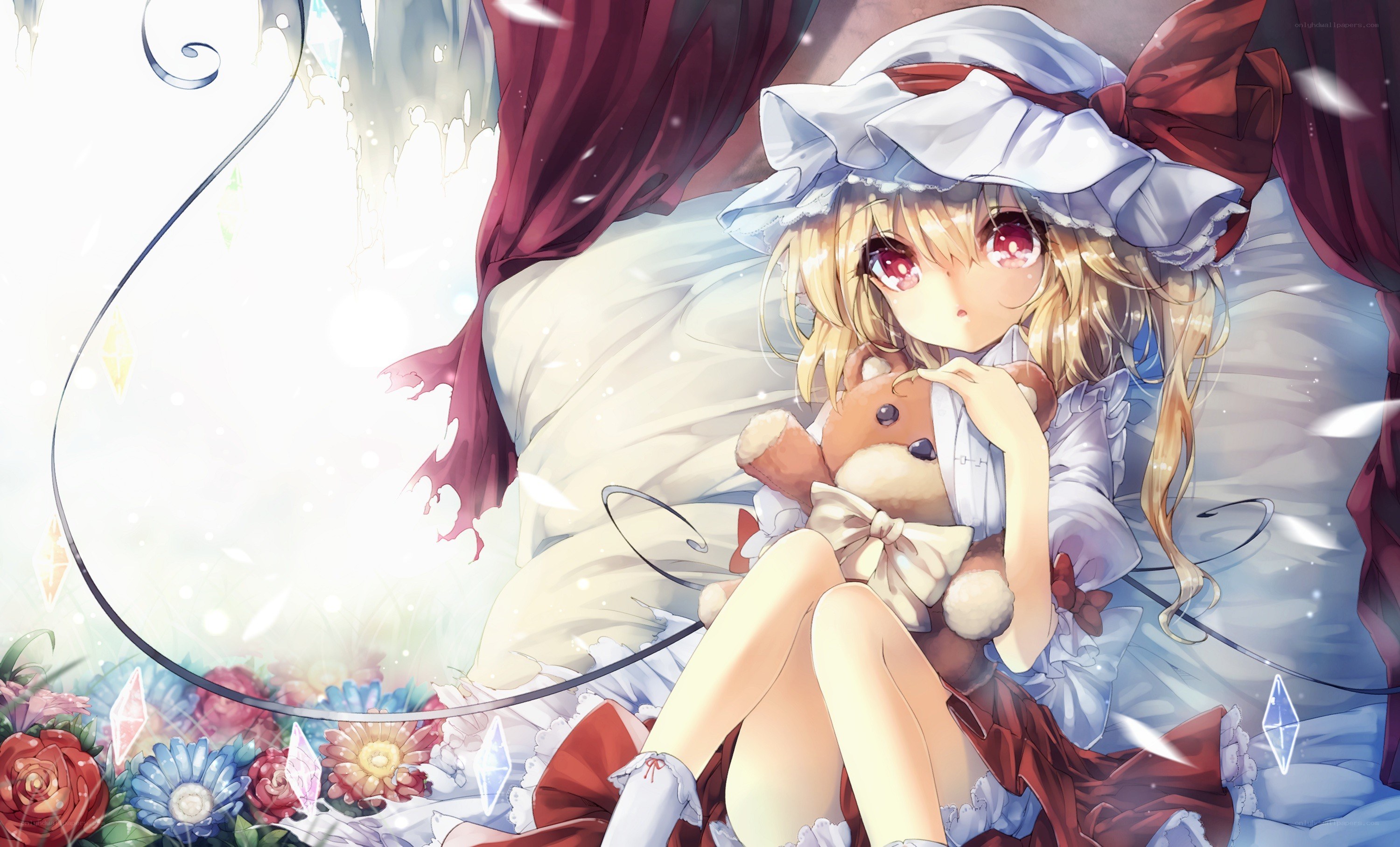 anime girl with teddy bear