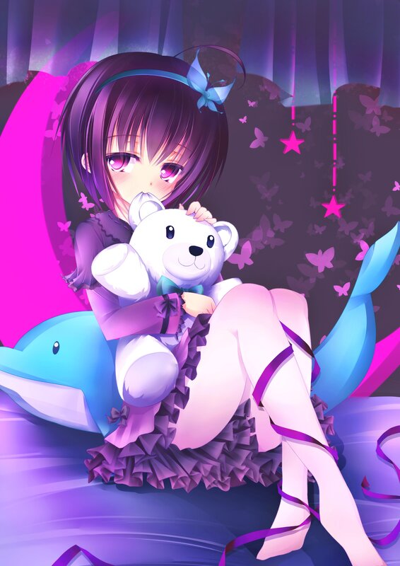 anime girl with teddy bear