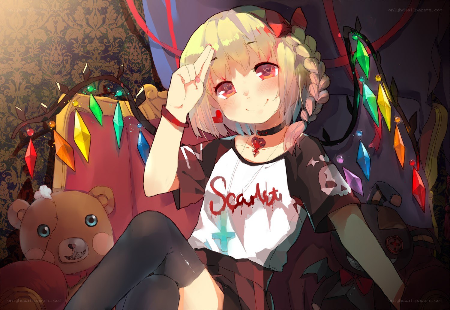 Anime girl with teddy bear