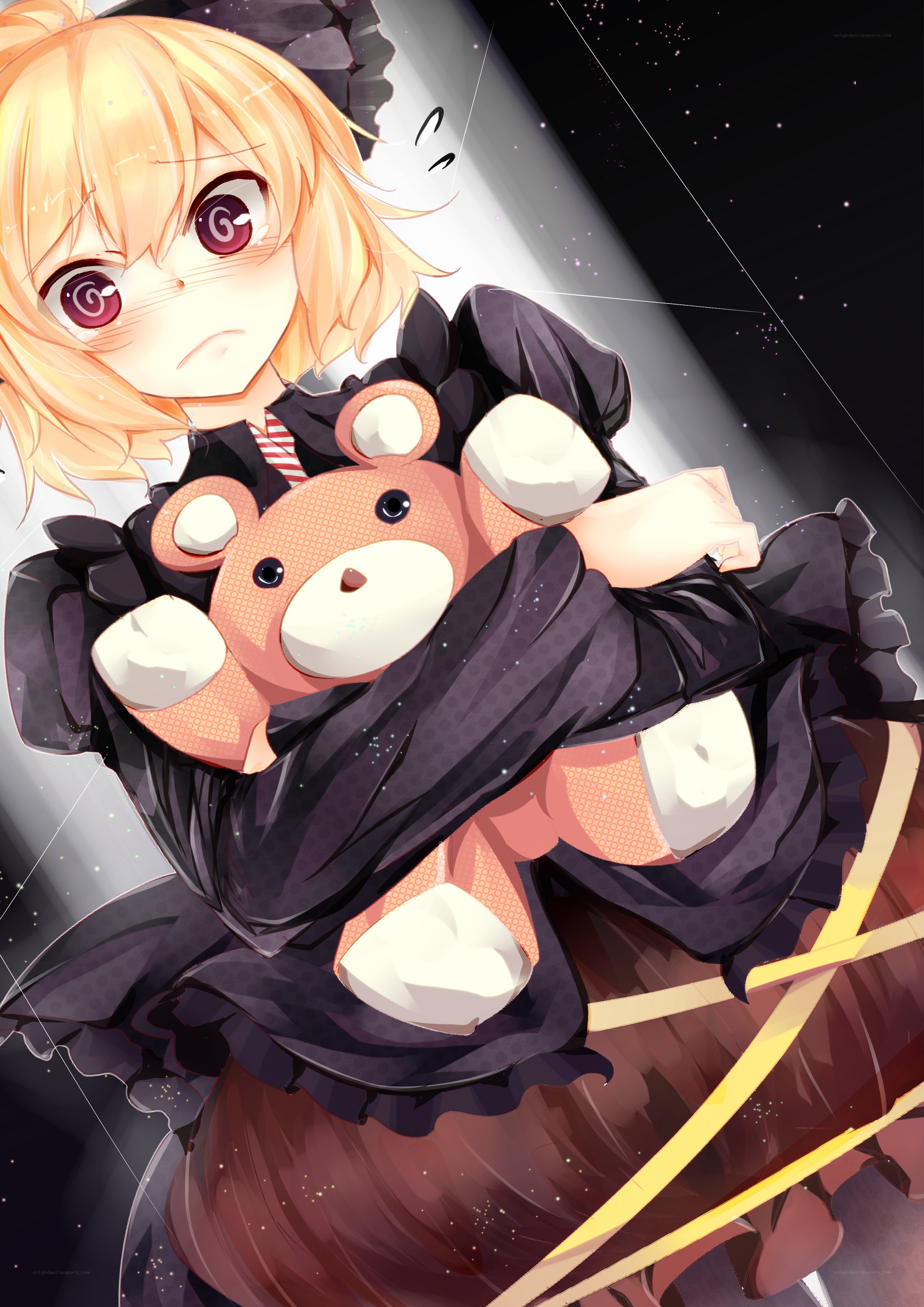 anime girl with teddy bear