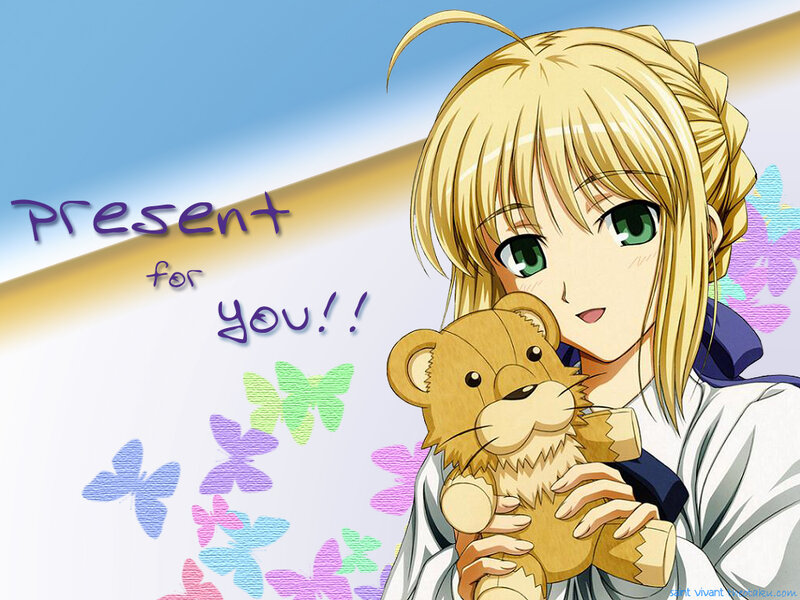 Anime girl with teddy bear