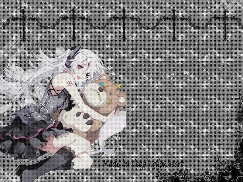 anime girl with teddy bear