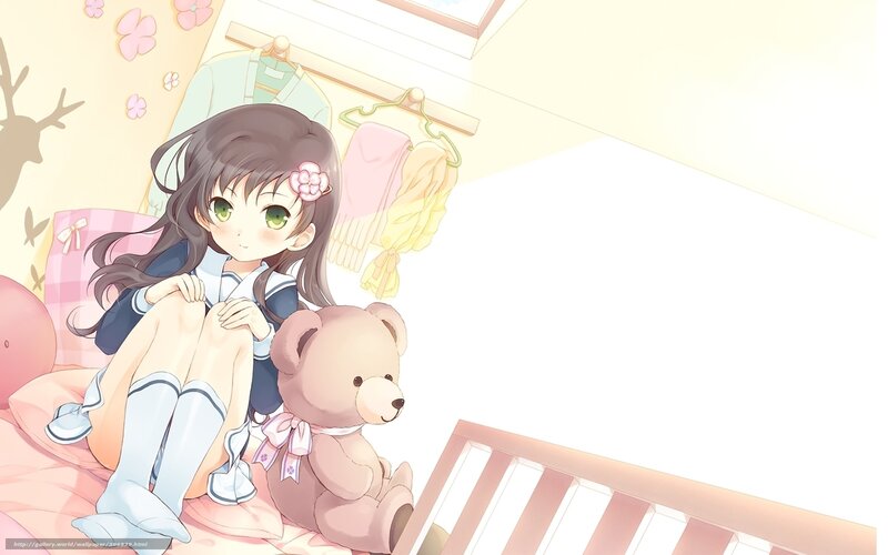 anime girl with teddy bear