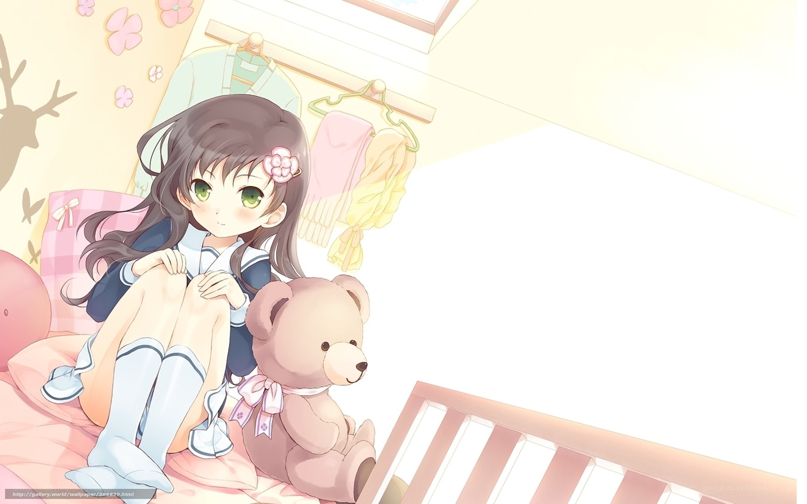 anime girl with teddy bear