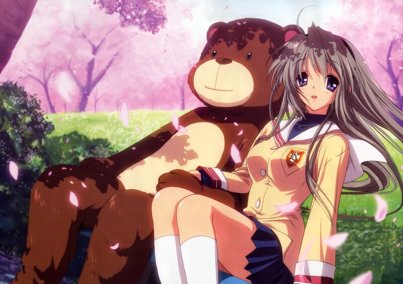 anime girl with teddy bear
