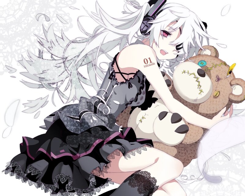 anime girl with teddy bear