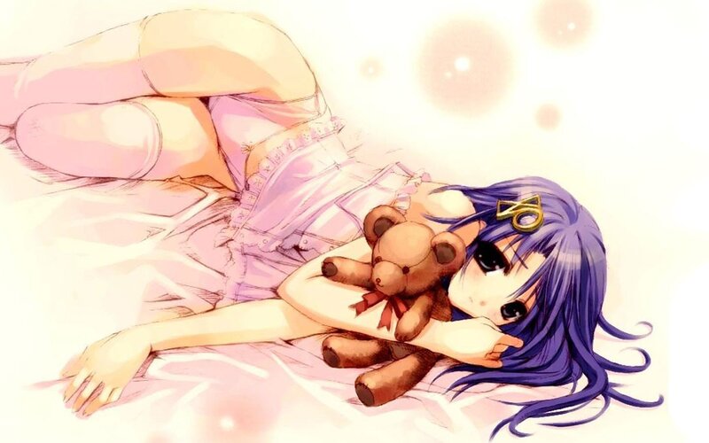 Anime girl with teddy bear