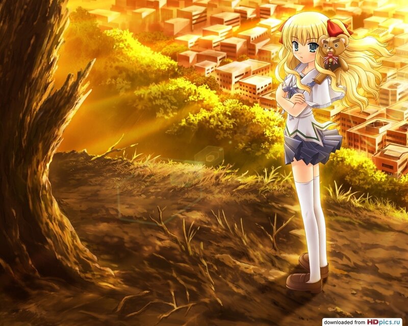 Anime girl with teddy bear