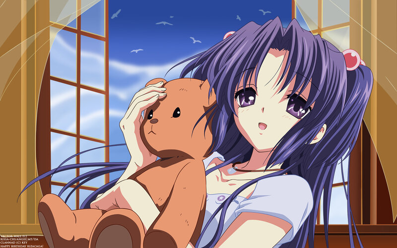 anime girl with teddy bear