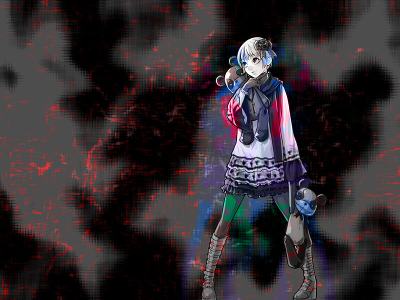 anime girl with teddy bear
