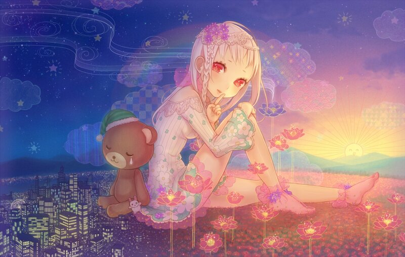 Anime girl with teddy bear