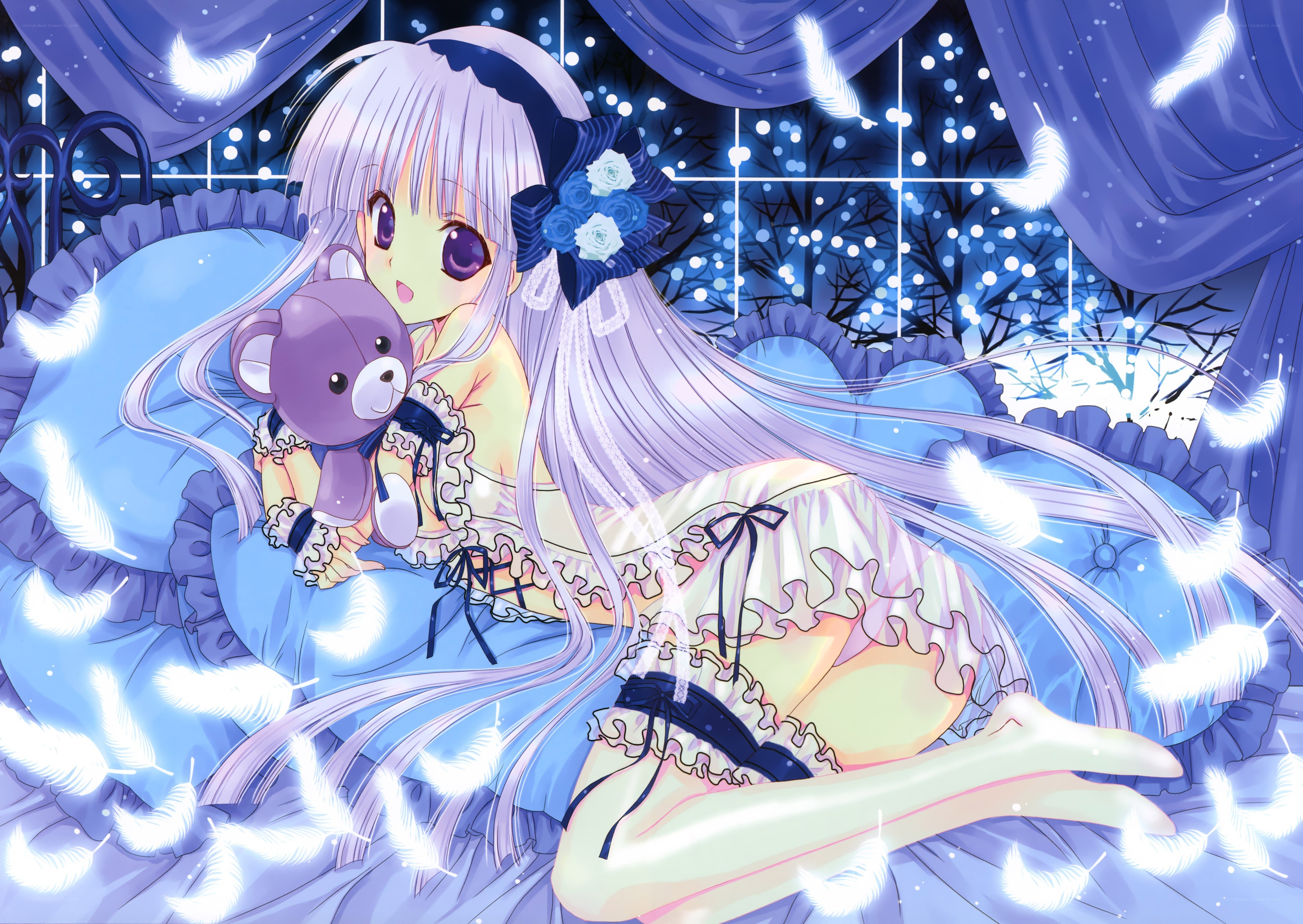 anime girl with teddy bear