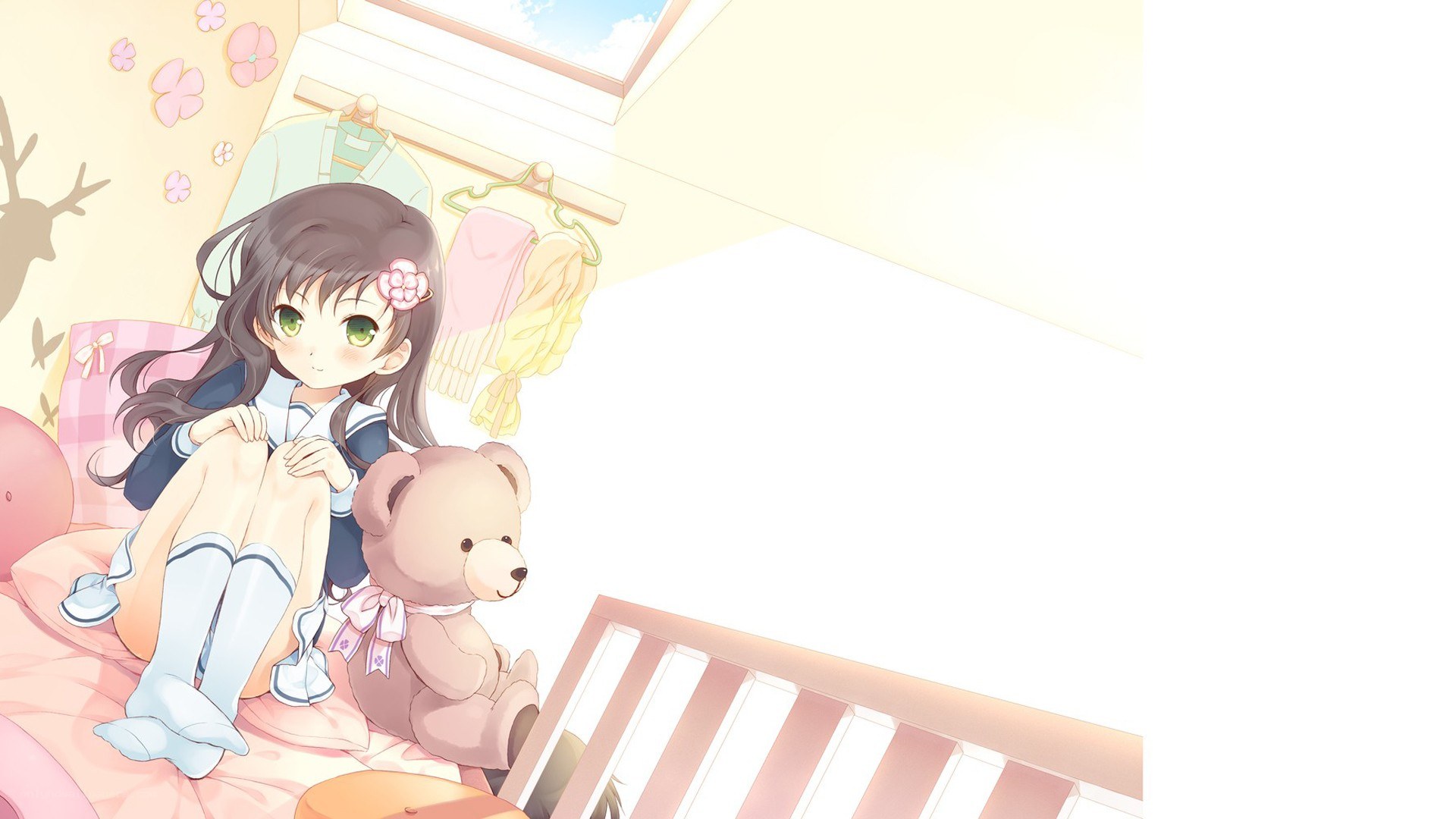 anime girl with teddy bear