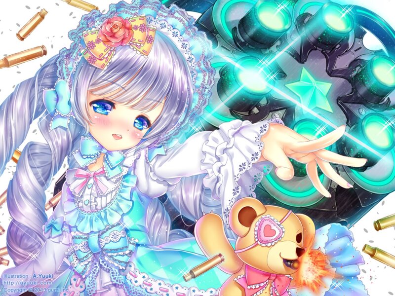 Anime Girl with Teddy Bear — Blue, Dramatic