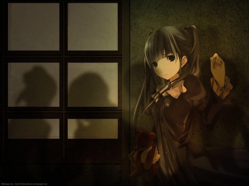 Anime Girl with Teddy Bear — Brown