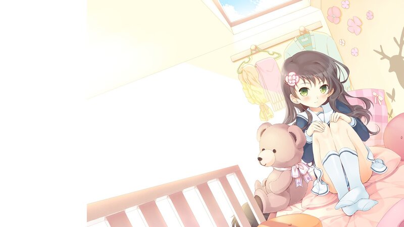 Anime Girl with Teddy Bear — Pink, Calm, Morning, Teddy Bear, Bed, Window