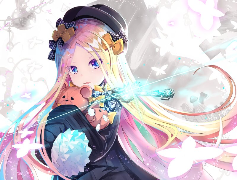 Anime Girl with Teddy Bear — Pink, Dreamy, Digital Art