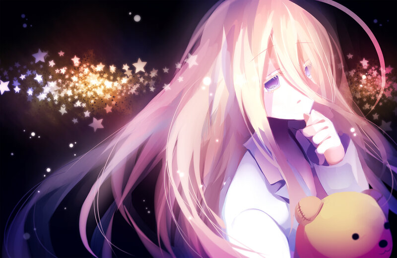 Anime Girl with Teddy Bear — Pink, Dreamy