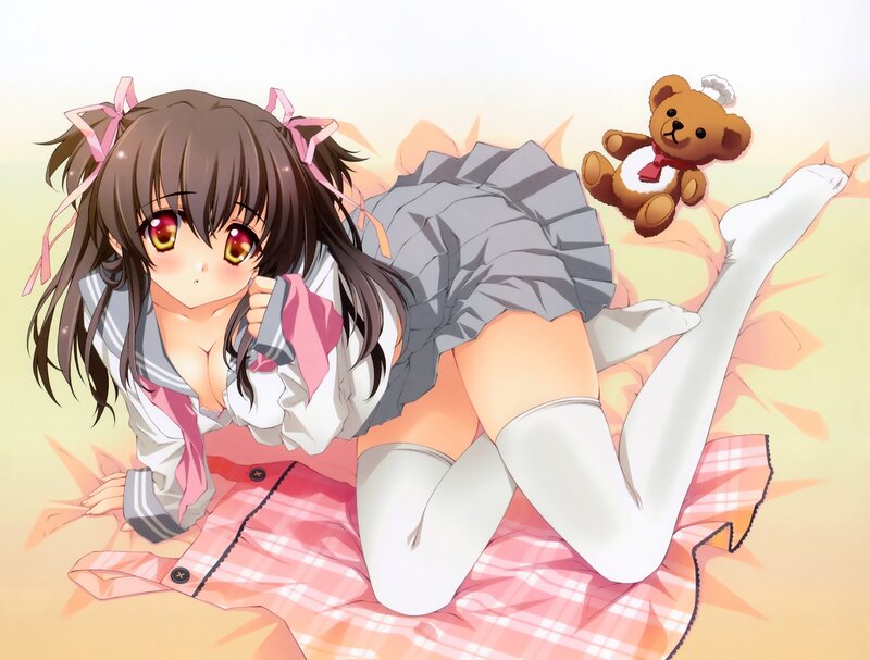 Anime Girl with Teddy Bear — Pink, Playful, Afternoon